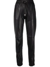 SAINT LAURENT BLACK LEATHER SPORT PANTS