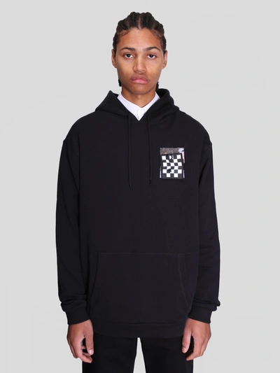 Fred Perry Pin Detail Printed Patch Hoody In Black
