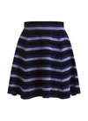 Jw Anderson Flared Stripe Knit Mini Skirt In Blu