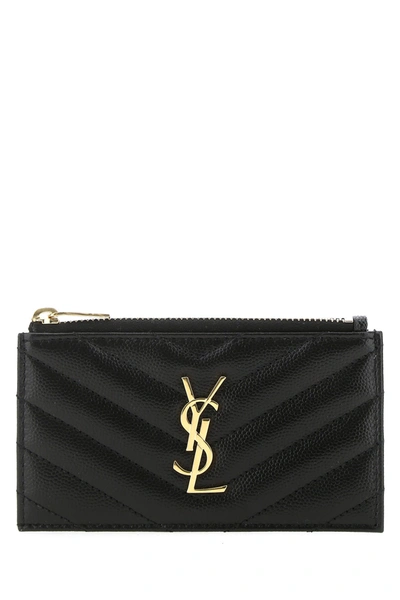 Saint Laurent Black Leather Card Holder Nd  Donna Tu