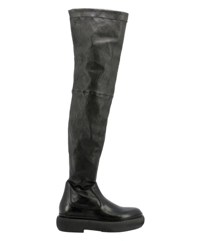 Lanvin Thigh-high Leather Boots In Black
