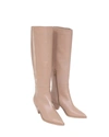 Genny Knee Cowboy Nude Leather Boots In Fuxia