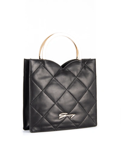 Genny Small Square Bag In Quilted Black Leather
