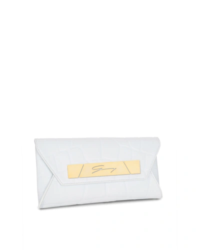 Genny White Leather Envelope Clutch