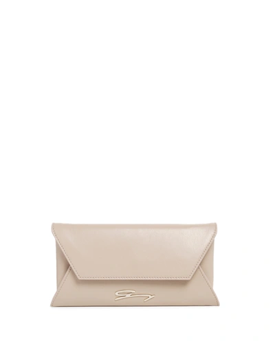 Genny Envelope Leather Clutch In Brown