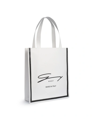Genny White Leather Shopper Bag