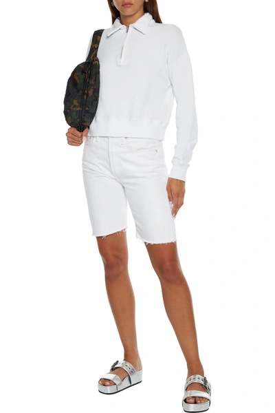 Re/done White 90s Cropped Half-zip Sweatshirt In Ivory