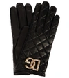 Dolce & Gabbana Dg Quilted Napa Swarovski Crystal Gloves In Black