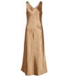 Max Mara + Leisure Talete Washed-satin Midi Dress In Gold