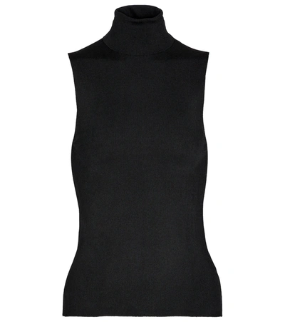 The Row Desio High-neck Silk-jersey Sweater Vest In Black