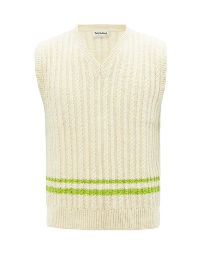 Molly Goddard Ralph Cable-knit Wool Sleeveless Sweater In Cream