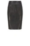 Hugo Boss Pencil Skirt In Leather With Feature Seaming In Black