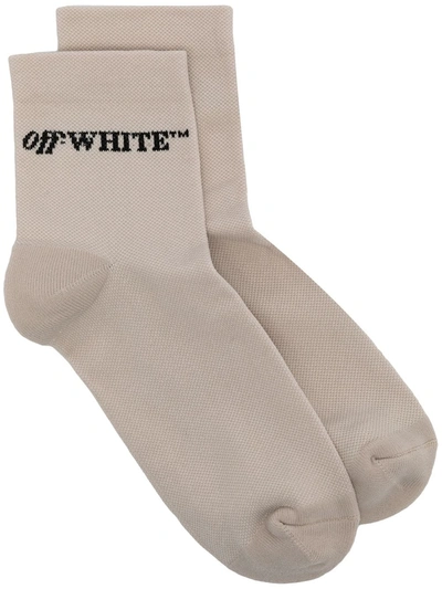 Off-white Logo Ankle Socks In Brown
