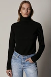 Another Tomorrow High-neck Organic Cotton-blend Jersey Bodysuit In Black