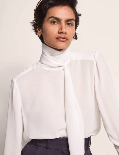Another Tomorrow Scarf Neck Blouse In White