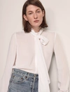 Another Tomorrow Scarf Neck Blouse In White
