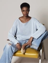Another Tomorrow Boat-neck Organic-cotton Sweater In Dusty Blue