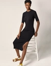 ANOTHER TOMORROW ELBOW SLEEVE DRESS,A221CT014-TC-BLKS