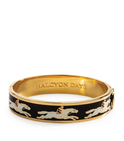 Halcyon Days Gold-plated Race Horse Bangle In Black