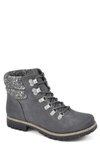 Cliffs By White Mountain Pathfield Knit Collar Lace-up Boot In Charcoal/ Fabric