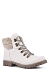 Cliffs By White Mountain Pathfield Knit Collar Lace-up Boot In Winter White/ Fabric
