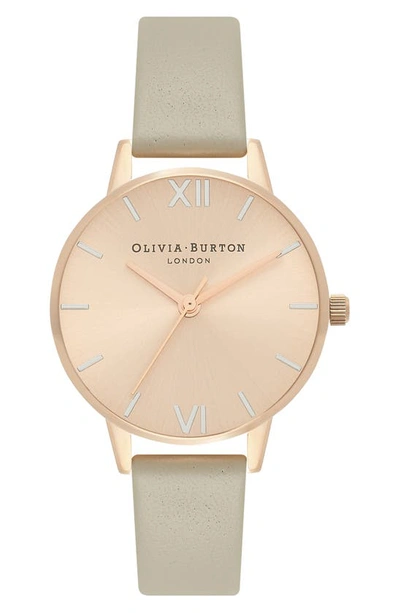 Olivia Burton The England Leather Strap Watch, 30mm In Rose Gold
