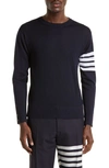 Thom Browne Four-bar Merino Wool Sweater In Navy