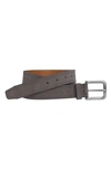 Johnston & Murphy Baldwin Suede Belt In Gray English Suede