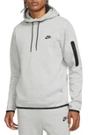 Nike Logo-print Cotton-blend Tech Fleece Hoodie In Grey