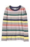 Nordstrom Girl's 1901 Kids' Patterned Fitted Sweater In Grey Heather Multi Stripe