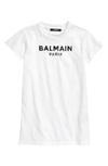 BALMAIN KIDS' SEQUIN LOGO COTTON T-SHIRT DRESS,6P1301 J0006