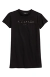 Balmain Kids' Sequin Logo Cotton T-shirt Dress In Black