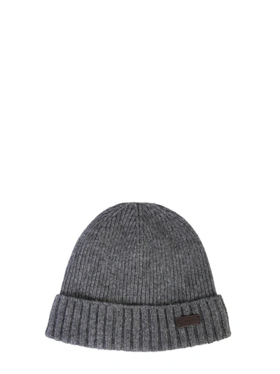 Barbour Carlton Ribbed Wool-blend Beanie Hat In Charcoal
