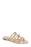 Valentino Garavani Rockstud Slide Sandal In Metallic Gold