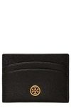 Tory Burch Robinson Leather Card Case In Black