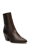 Matisse Caty Western Pointed Toe Bootie In Chocolate Lizard Leather