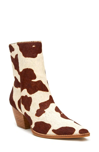 Matisse Caty Western Pointed Toe Bootie In Brown/ White Calf Hair