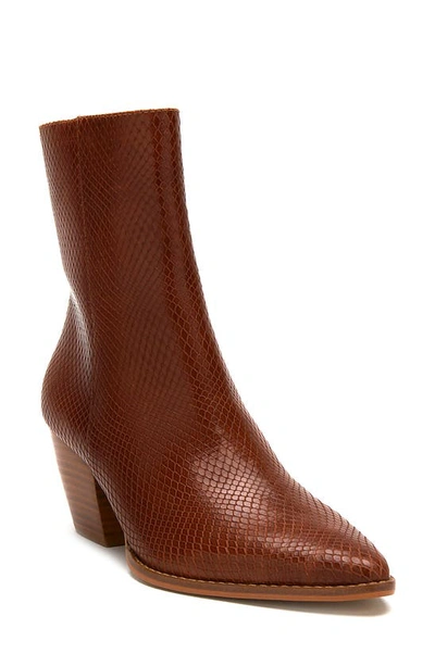 Matisse Caty Western Pointed Toe Bootie In Tobacco Snake Leather
