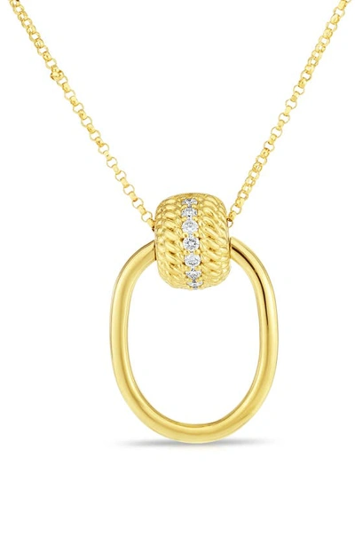 Roberto Coin Opera Diamond Pendant Necklace In Yellow Gold
