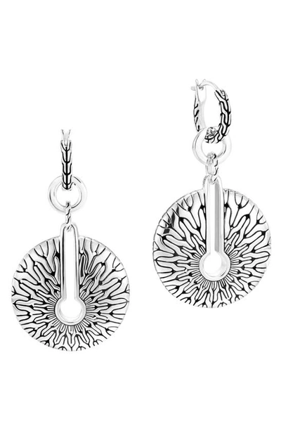 John Hardy Radial Sterling Silver Classic Chain Convertible Disc Drop Hoop Earrings