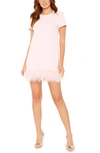 Likely Marullo Feather Trim Shift Dress In Rose Shadow