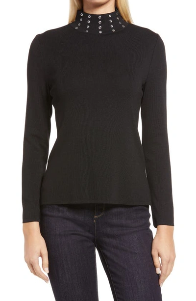 Ming Wang Mock Neck Sweater In Black