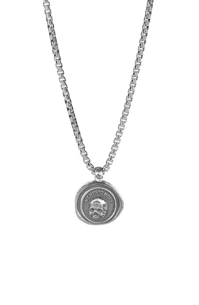 Degs & Sal Sterling Silver Memento Mori Medallion Necklace In Grey