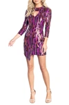 Dress The Population Jayla Asymmetric Minidress In Fuchsia Multi