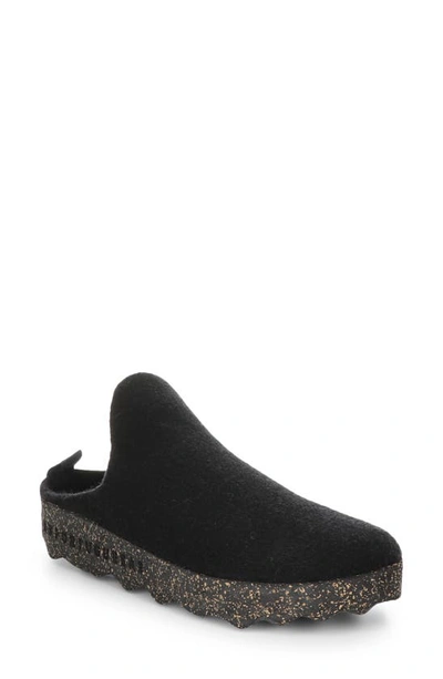 Asportuguesas Fly London Come Trainer Mule In Black Tweed/ Felt
