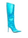 Alexandre Vauthier Metropolis Tall Metallic Boots Turquoise