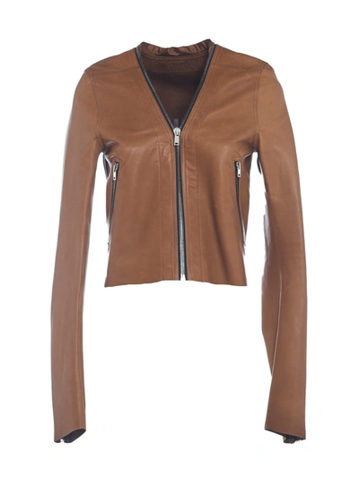 Rick Owens Leather Jacket Klaus Jkt In Honey ModeSens