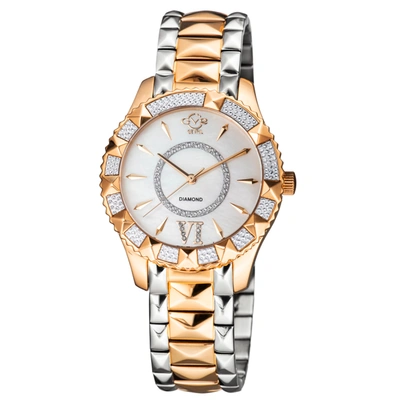 Gv2 By Gevril Venice Quartz Diamond White Dial Ladies Watch 11716-929 In Two Tone  / Gold Tone / Rose / Rose Gold Tone / White