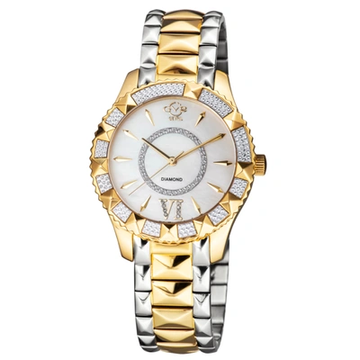 Gv2 By Gevril Venice Quartz White Dial Ladies Watch 11714-425 In Two Tone  / Gold Tone / White / Yellow