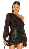 Simkhai Alice One Shoulder Top In Chocolate